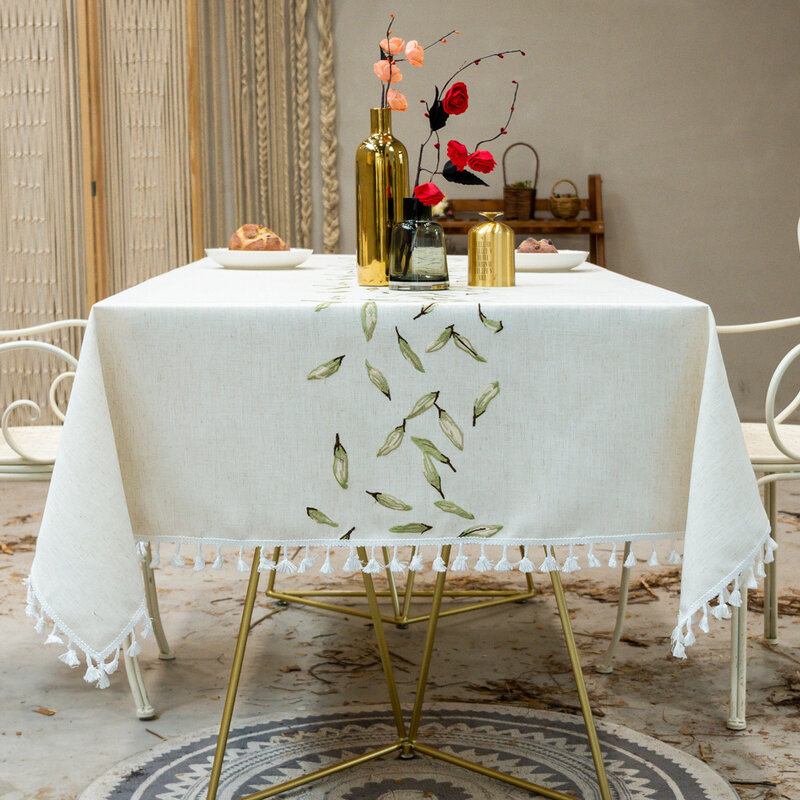 Pano de mesa retângulo à prova de óleo à prova de derramamento impermeável toalha de mesa decorativa de tecido capa de mesa com borla