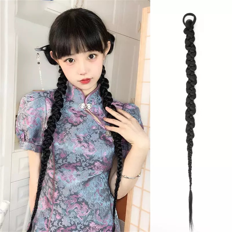Simulated Ponytail Wig for Women Sweet Cool Daily Boxing Braids Accessories Braids Easy To Wear Ponytail Wig 70cm