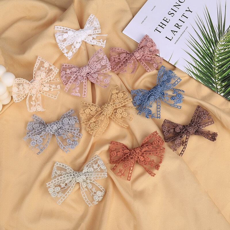 Infant Baby Girls Hairbows Cute Lace Hair Clips Barrettes Fully Lined Headwear Toddler Newborn Children Headwrap Accessories