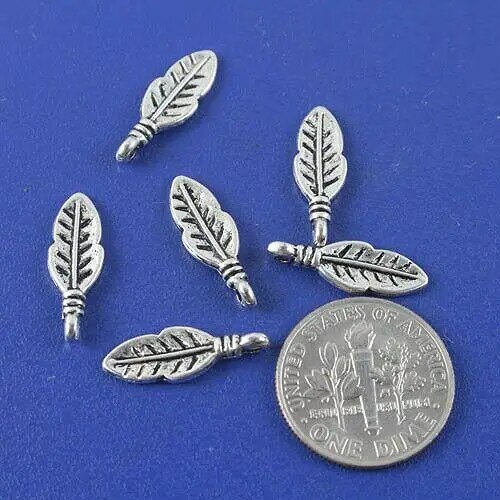60pcs 16x5mm, hole is 0.5mm dark silver color two sides  leaf pendant  H0780