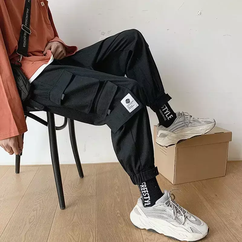 Men's Cargo Pants Stacked Khaki Male Trousers Autumn Korean Style New in Clothing Loose Casual Aesthetic Harajuku Street Cotton