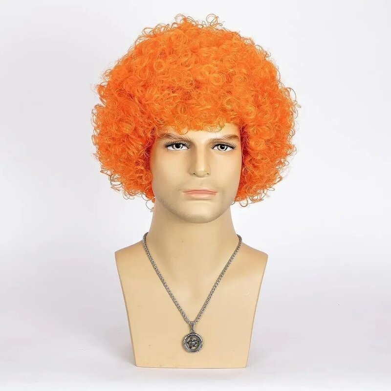 Football fans, African curly afro, short curly hair High Temperature Fiber Synthetic Wigs Pelucas Hair Daily Party Use