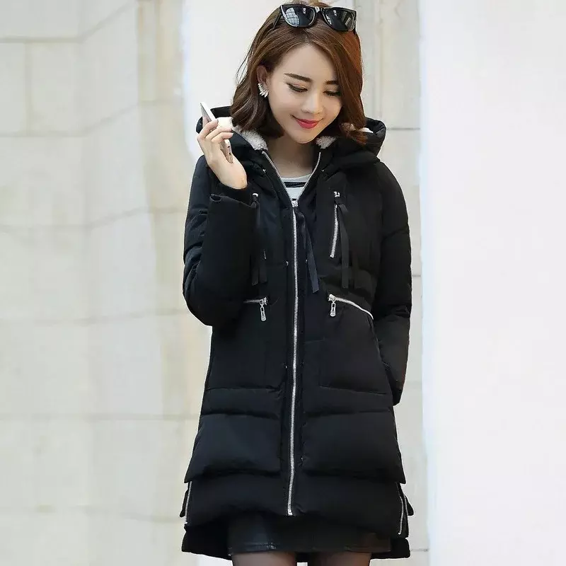여성용 다운 코트 코튼 패딩 재킷, 카키 재킷, 오버사이즈 캐주얼 따뜻한 파카, 두꺼운 후드 아우터, 한국 패션, 겨울