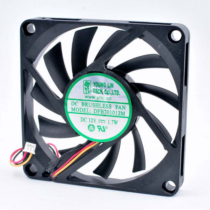 DFB701012M 7cm 70mm fan 70x70x10mm DC12V 1.7W 3 wires, double ball bearings, cooling fan for chassis power supply CPU
