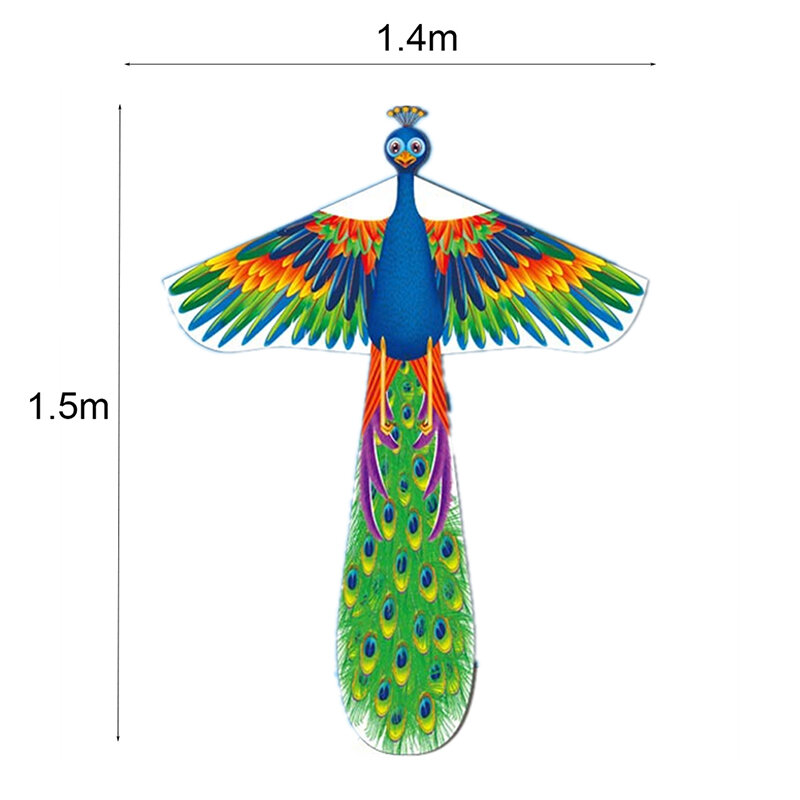 Воздушный змей «попугай» детские, нейлоновые, 1,4 м, с 3d-рисунком дракона, русалки, павлина, для весны, лета, осени