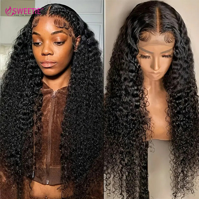 32 34 Inch Water Wave Lace Front Wigs Human Hair for Women 180% Density 13x4 Transparent Lace Frontal Wigs Remy Hair Pre Plucked