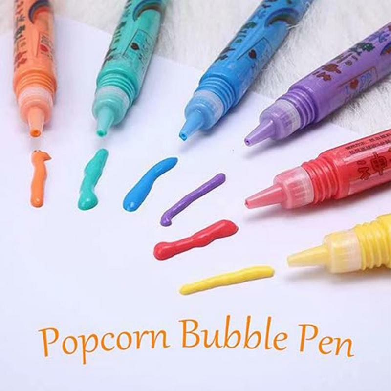 3D Puffy Bubble Popcorn Pen para crianças, Canetas 3D Art, Cartões de aniversário, Papelaria escolar, Presentes para crianças, Saudação, Magia