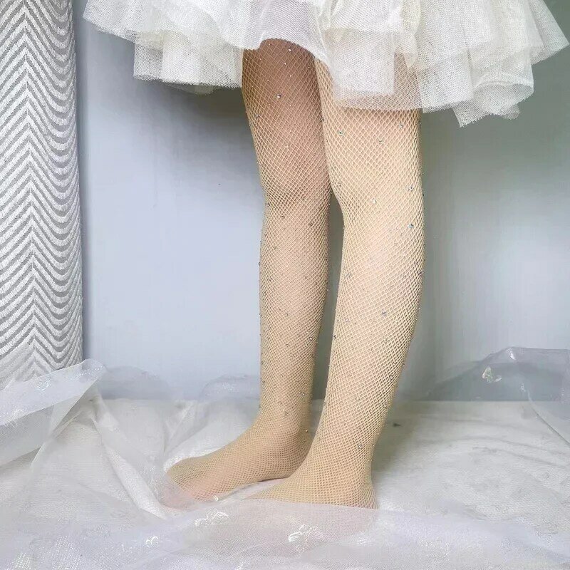 Bebê das meninas meias rede de pesca infantil macacão strass moda meias apertadas meia longa altamente elásticas Leggings das mulheres