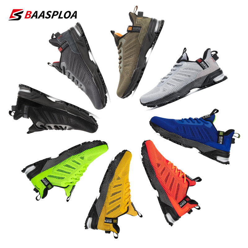 Men's Running Shoes Baasploa 2022 Male Sneakers Shoes Breathable Mesh Outdoor Grass Walking Gym Shoes For Men Plus Size 41-50