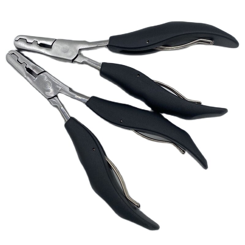 5,7 Zoll 2 in 1 schwarze Griff zange mit flachen Rillen 3mm und 5mm Rillen vor gebundene Haar verlängerung klemme