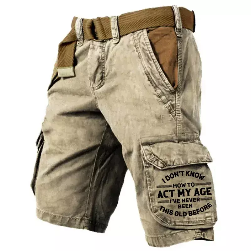 Homens 3D soltos shorts jeans, calças militares ao ar livre, jeans de treinamento de campo, jeans de rua, tendência, venda quente