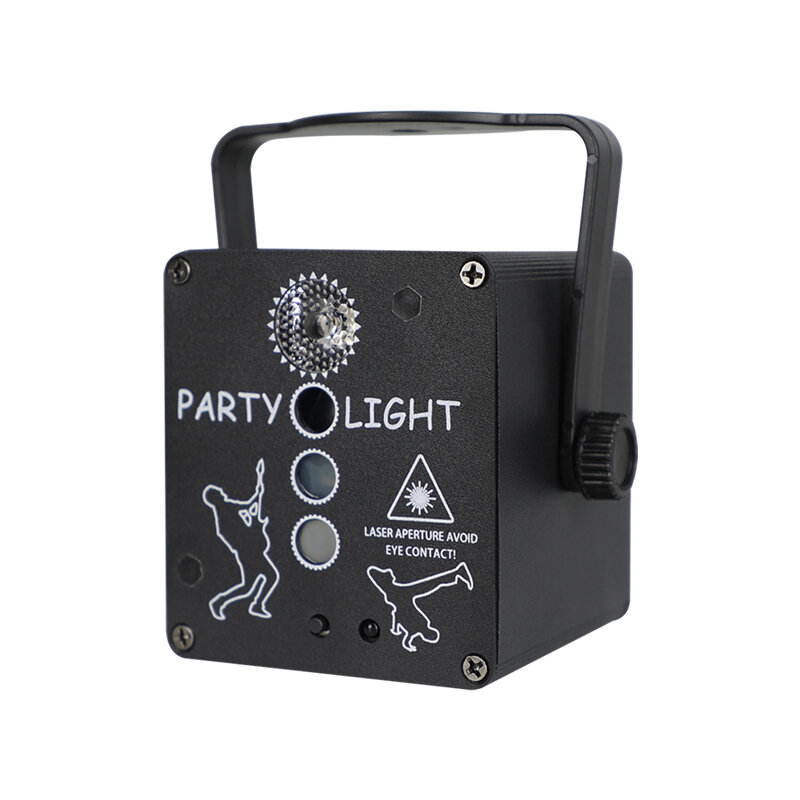 2022 New Small Sound Party Light DJ LED 128 Pattern RGB Laser Disco Projector luci stroboscopiche attivate musica per Home Club Bar