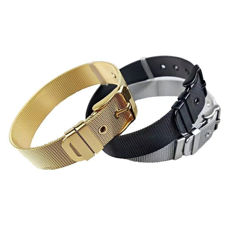 Titanium Steel Mesh Strap Bracelet 6-16mm Stainless Steel Watch Strap Bracelet Pulseira de malha ajustável para homens e mulheres