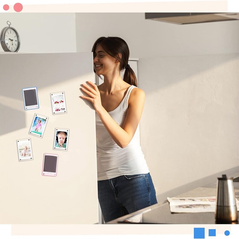 Mini imán de refrigerador de doble cara, marco de imagen transparente, marco de pantalla sin marco, 15 piezas