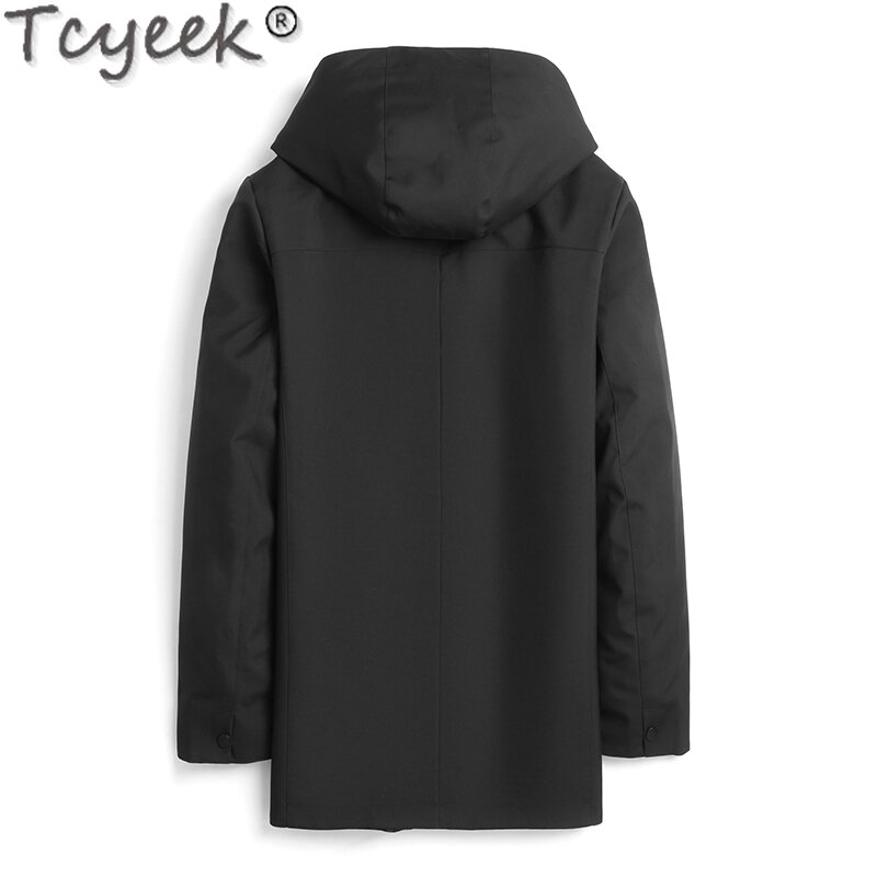 Tcyeek Winter Jacket Men Natural Whole Mink Fur Liner Coat Mid-length Warm Real Fur Parka Mens Clothing Fashion Casual Fur Coats