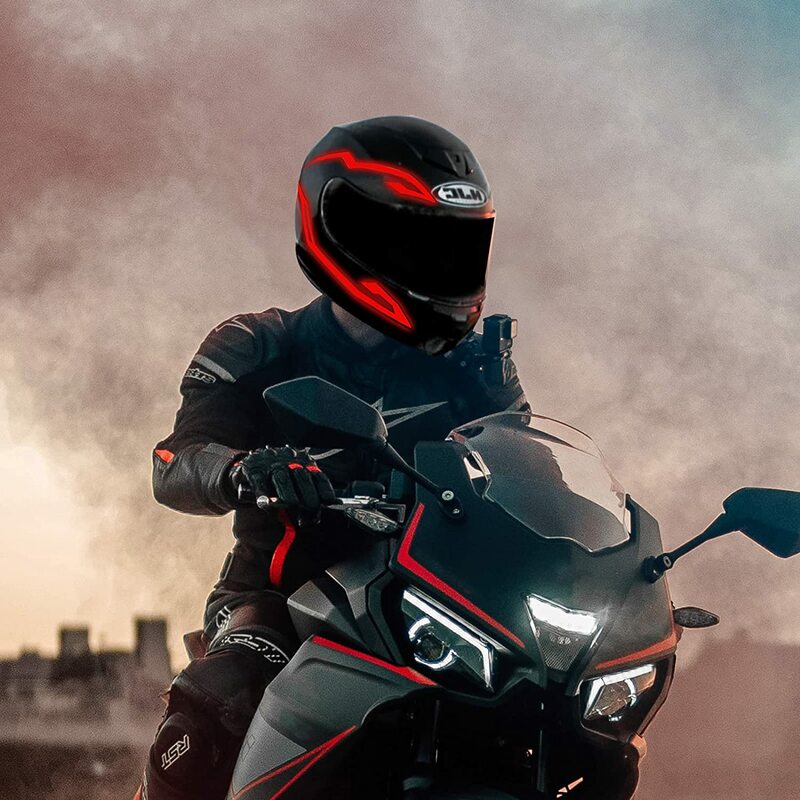 오토바이 헬멧 라이트 야간 라이딩 신호 헬멧, LED 헬멧 라이트 스트립 장식 액세서리 키트, 4 in 1 EL 라이트 3 모드