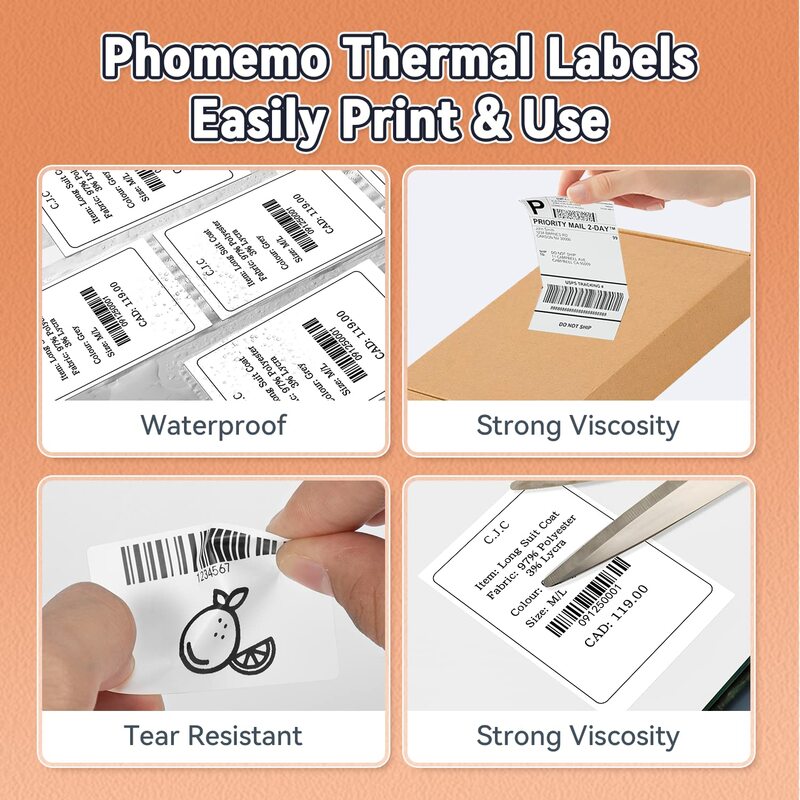 Phommemo M110 M220 etichette termiche carta autoadesiva carta rotonda trasparente etichette termiche adesive carta per stampante per M200 M221