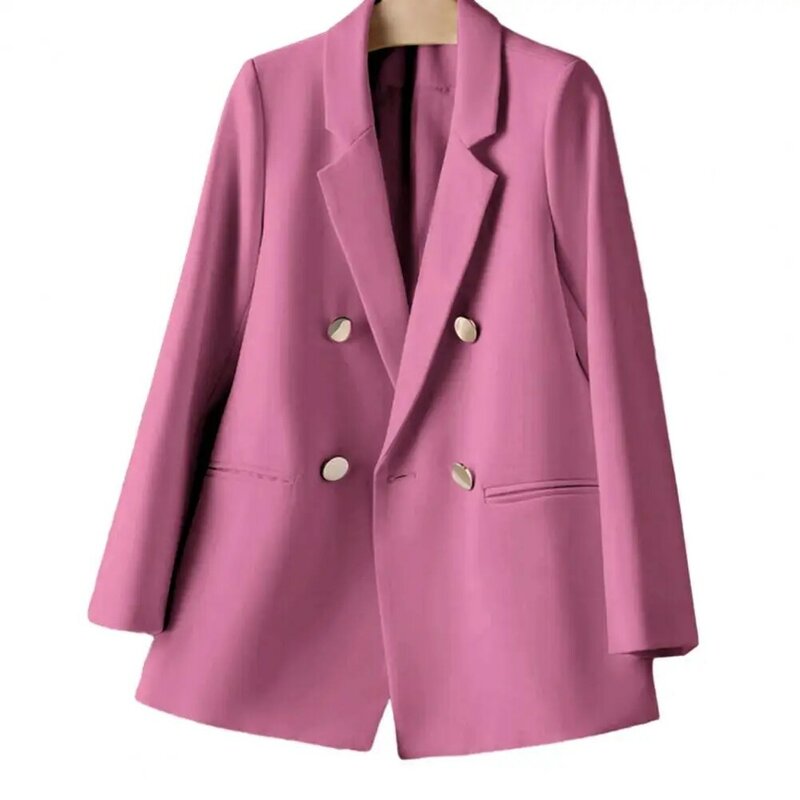 Abrigo de manga larga con solapa de doble botonadura para mujer, abrigo holgado de estilo Formal de negocios, ropa de calle de longitud media