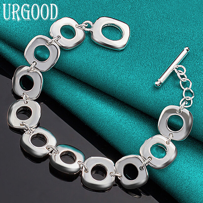 925 Sterling Silber quadratische Kreis Kette Armband für Frauen Männer Party Verlobung Hochzeit Modeschmuck