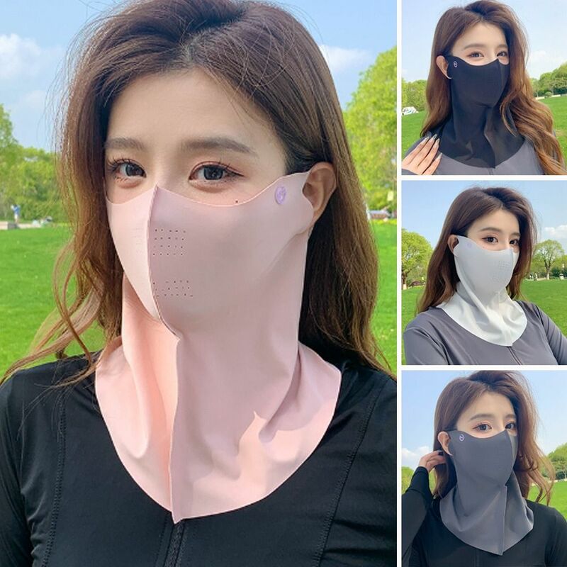 Mascarilla de protección facial de seda helada, máscara facial fina, transpirable, sin huellas, Anti-UV, protector solar, para ciclismo