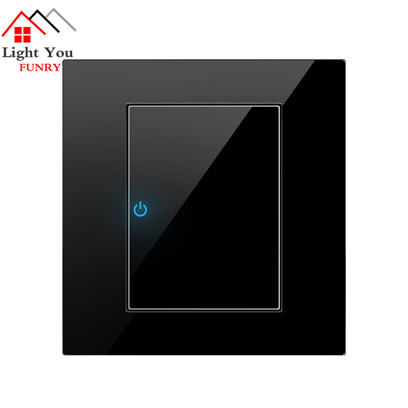 1 2 3 4 Gang 1 2 Way Household Type 86 Wall Switch Socket With Led Tempered Glass Mirror Reset AC 110-250V