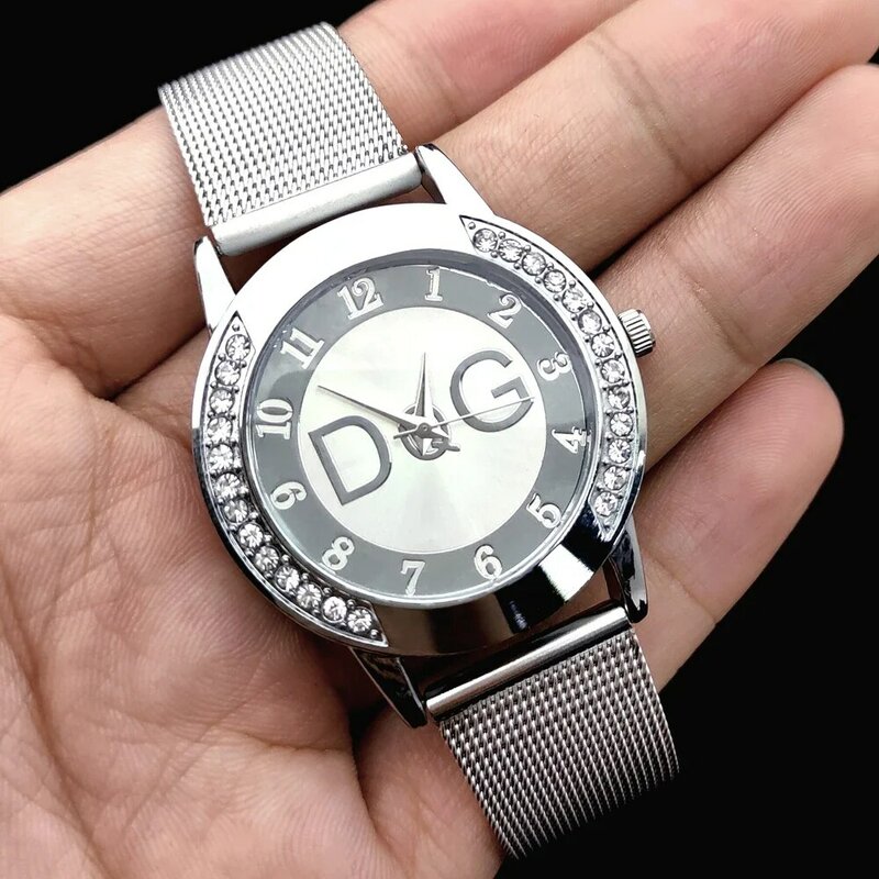 2022 venda quente relógio de moda europeu mulher marca de luxo dqg relógio de quartzo reloj mujer casual senhoras aço inoxidável