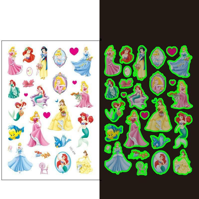 Disney-tatuaje luminoso de princesa para niños, tatuaje corporal desechable con dibujos animados de Frozen, Anna, brazo, cara, brillante