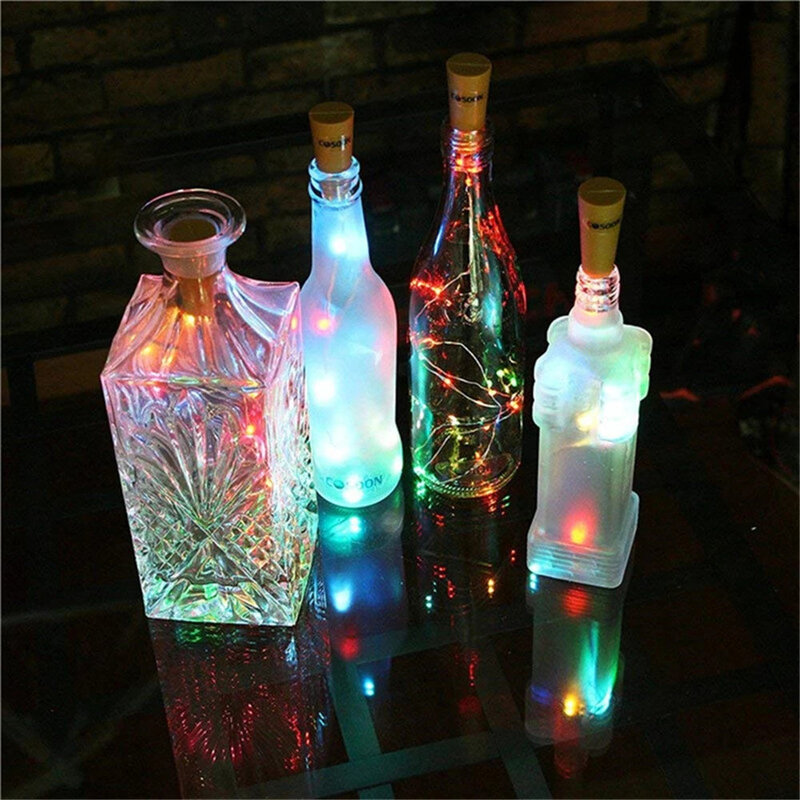 ワインボトル用LEDストリングライト,10個,2m,20個,防水,銅線,妖精,クリスマス,結婚式,装飾用