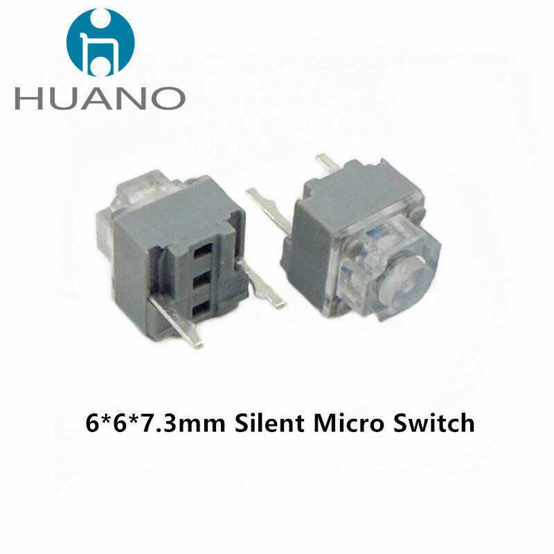 2 قطعة HUANO منتج جديد microswitch 6*6*7.3 مللي متر شفافة مربع صامت ماوس مايكرو التبديل ماوس الكمبيوتر كتم مفاتيح مفاتيح