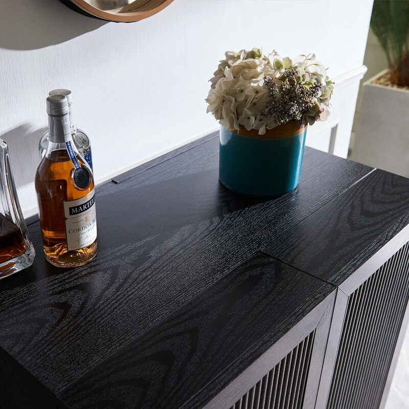 Rak anggur penyimpanan minuman keras kabinet Bar Modern roda bufet Sideboard 40.7 "kualitas tinggi desain estetika kayu kerajinan mudah