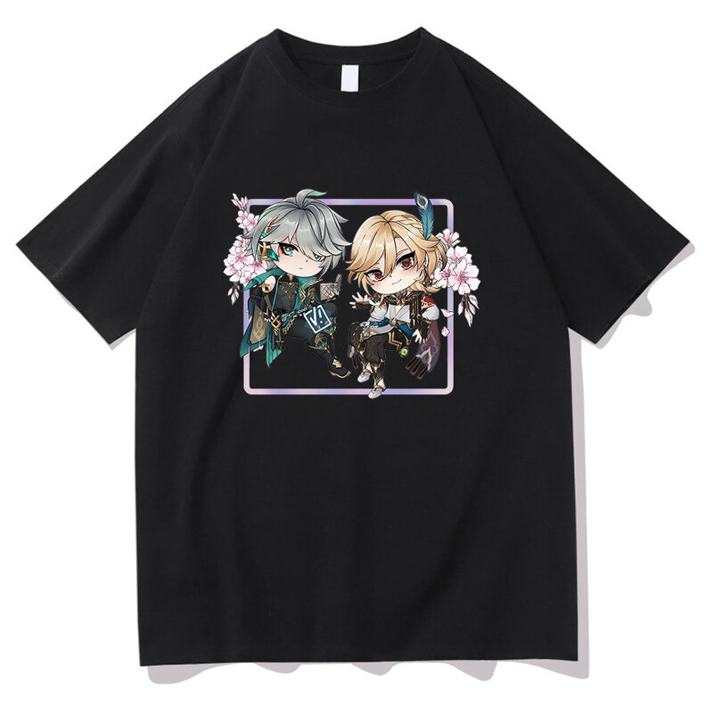 Unisex Genshin Impact Cartoon Harajuku camiseta, Alhaitha, Kaveh, Anime estética, roupas Y2K, tops, moda feminina