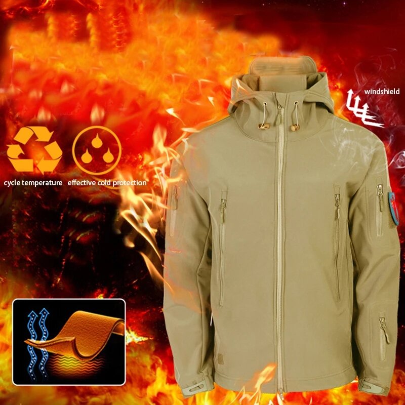 New Outdoor Shark Skin Soft Shell Plush Thickened Climbing Tactics Special Training Wind Proof and Waterproof Sweater Jacket