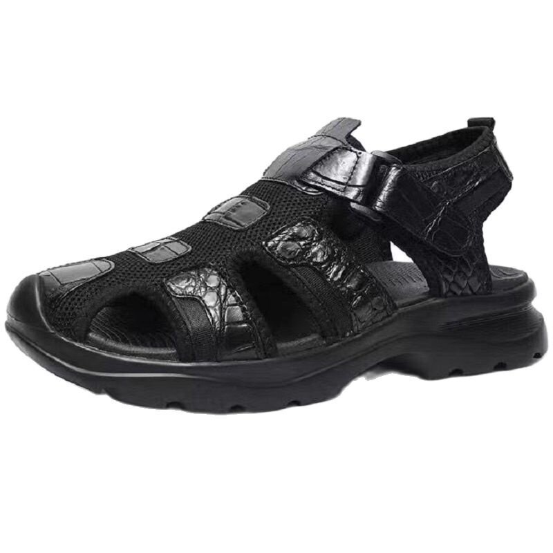 Sapatos casuais masculinos com pele de crocodilo, sandália masculina de couro genuíno, nova chegada, verão 2023, pdd77