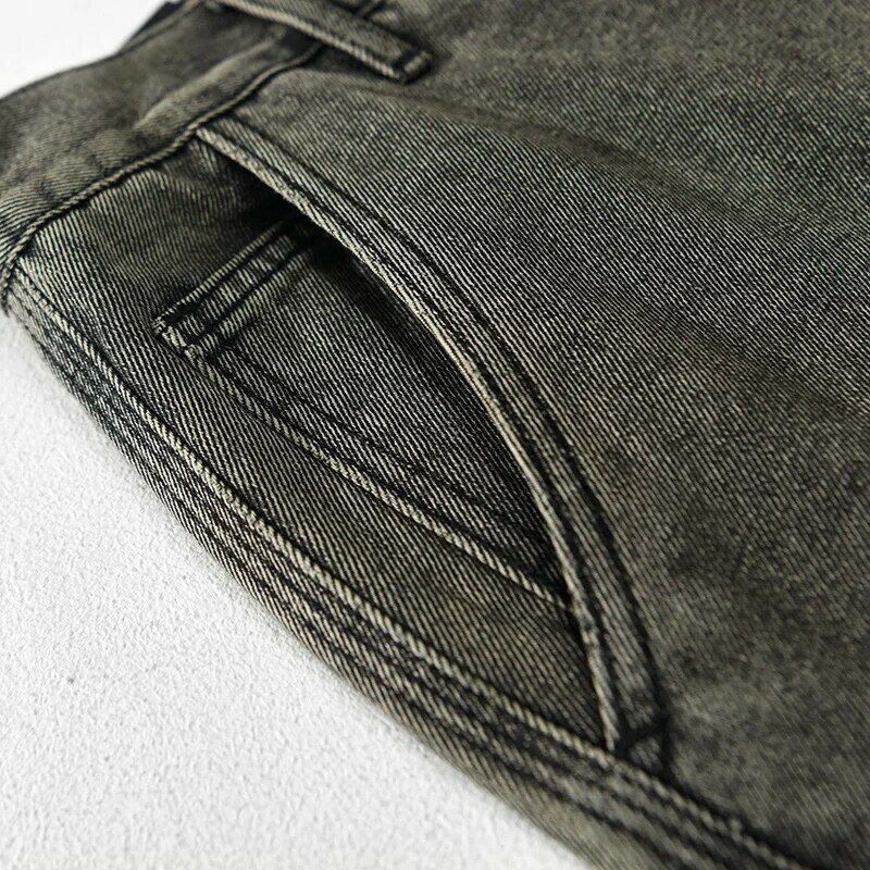 Celana pendek Denim dicuci Vintage Baru Musim Panas 2024 celana pria panjang lutut katun lembut kasual longgar pakaian pria AG7136