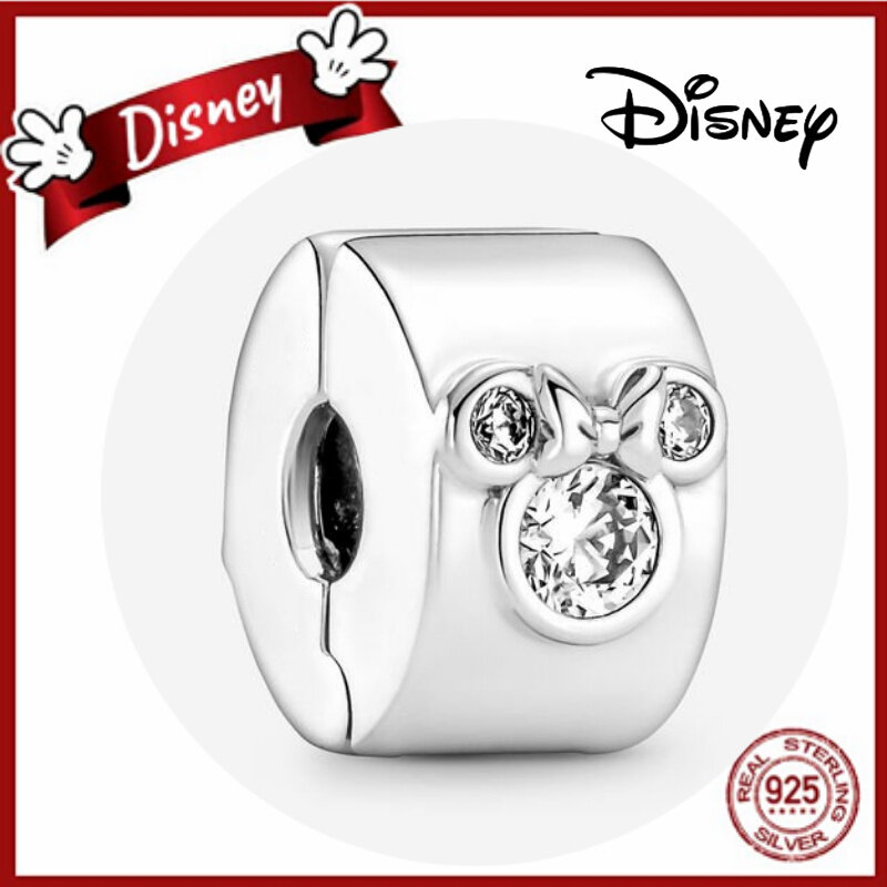 Disney-pulsera Pandora de plata de ley 100% con Clip de Mickey y Minnie para mujer, accesorio de regalo, 925