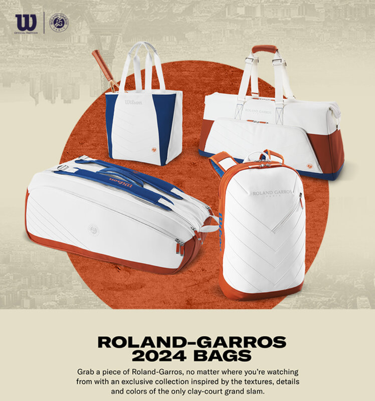 Wilson-Bolsa de lona para raqueta de tenis Roland Garros, supertour, gran bolsa de tenis, Max para 5 raquetas con bolsillo interior independiente, 2024