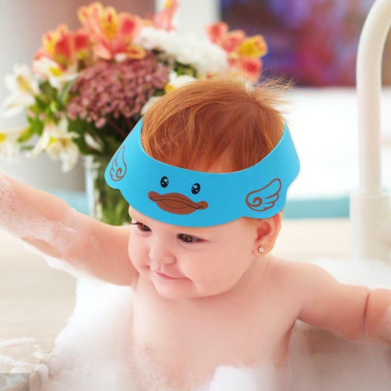 Viseira de chuveiro do bebê para lavar o cabelo, protetor ajustável macio, proteção ocular, tampa viseira de segurança