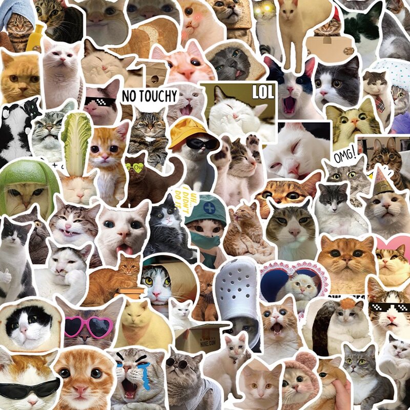 10/50/100 pz divertente simpatico gatto MEME animali adesivi Kawaii decalcomanie Scrapbooking Notebook bagagli Laptop Skateboard Sticker Toy