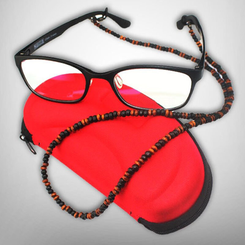 Imixlot Handmade drewniane koraliki okulary łańcuchy czarny i brązowy zroszony okulary okulary smycze uchwyt na przewód okulary liny dla kobiet