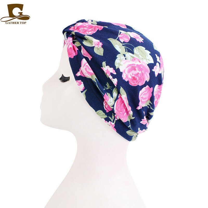 Mulheres africanas turban hijabs caps pastoral impresso estiramento algodão chapéu indiano moda boêmio headwrap mais recentes turbantes para mulher