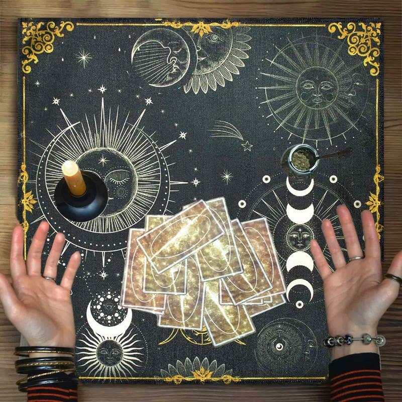 Perlengkapan kerajinan penyihir kain flanel Tarot kain flanel kain permadani Tarot Aksesori kasir untuk Dekor hitamn