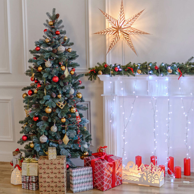 Plástico Christmas Tree Balls Ornamento, Ouro, Vermelho, Rosa, Pingente De Bola, Decoração De Suspensão, Decoração De Natal, 54Pcs, 2023