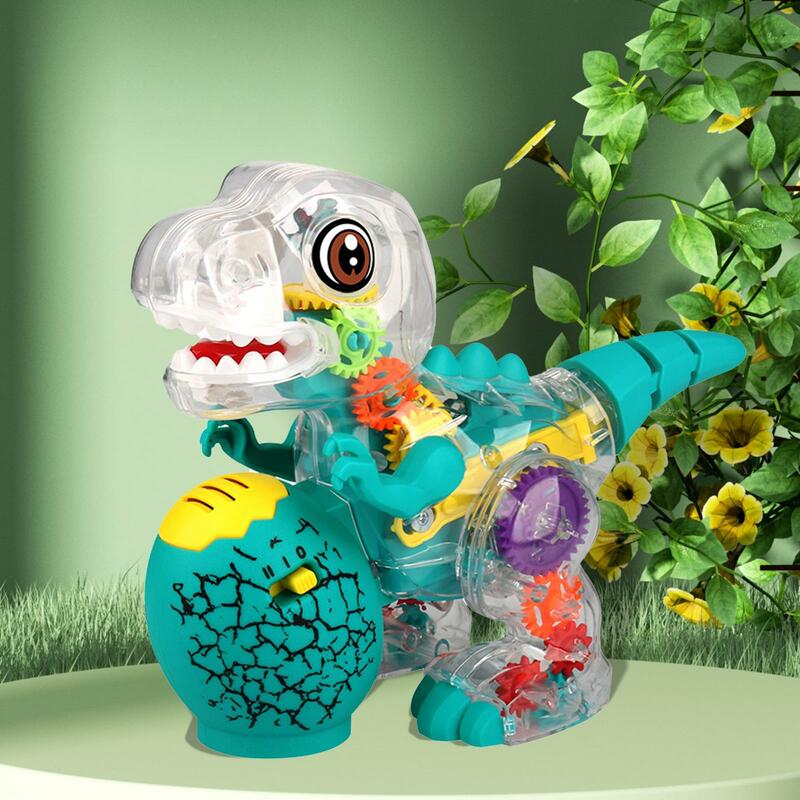 Transparent Electric Dinosaur Toy Halloween Obstacle Avoidance Swing Arm Tail