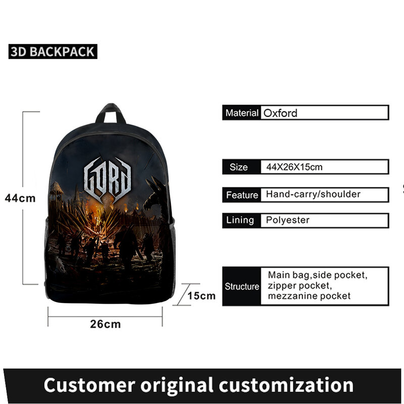 Gord Harajuku New Game Backpack Adult Unisex Kids Bags Casual Daypack School Bags Back To School