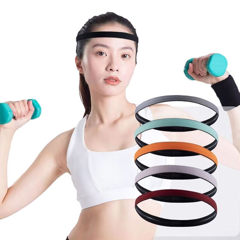 Bando rambut Yoga pria wanita, 1 buah warna permen karet elastis Anti selip bando olahraga lari sepak bola
