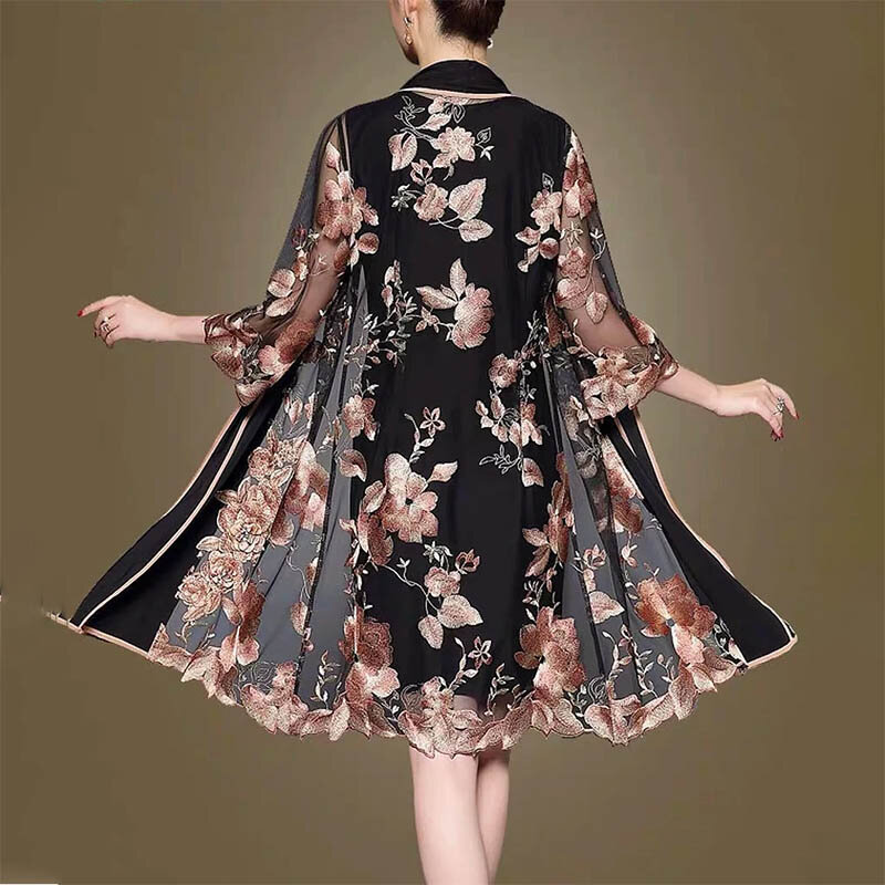 New Arrival Stylish Mother of the Bride Dresses With Jacket Knee Elegant Embroidery Applique Mother Wedding Party Gowns