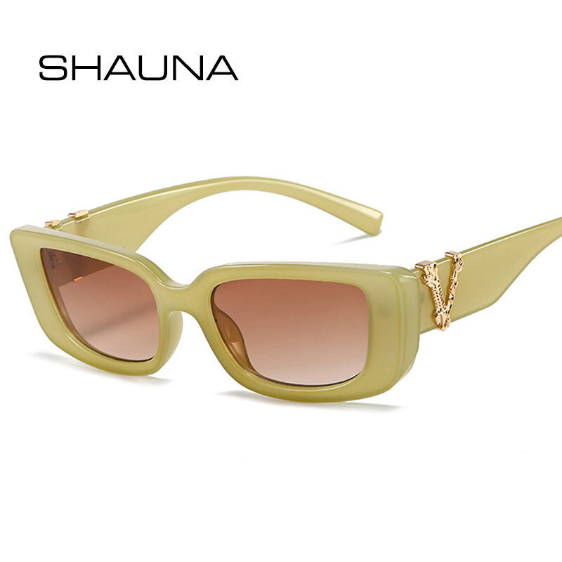 SHAUNA Retro Kleine Rechteck Sonnenbrille Candy Farben Gradienten Sonnenbrille Shades UV400