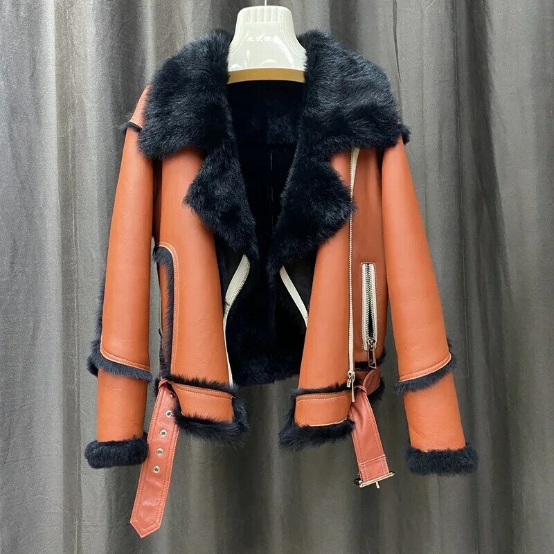 Mantel bulu musim dingin wanita, jaket bulu domba asli 2023 untuk perempuan