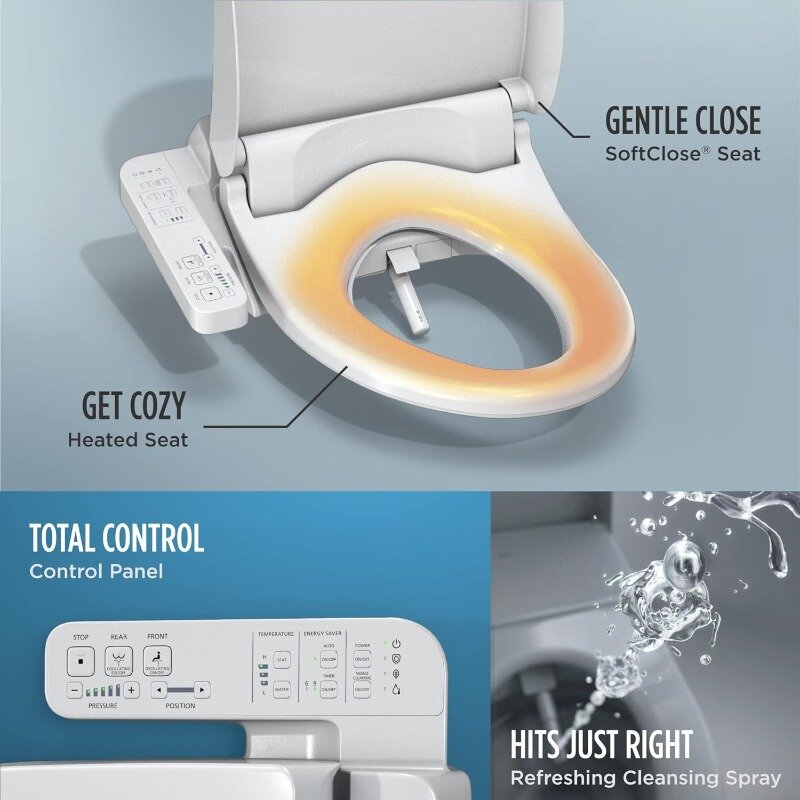 Toto washlet a2 elektronischer Bidet-Toiletten sitz mit beheiztem Sitz und Softclose-Deckel, länglich, Baumwolle weiß-sw3004 #01