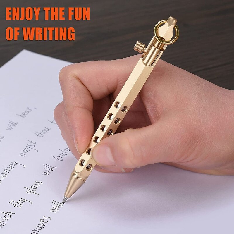 Bolt Action Pen Solid Brass Pen Metal Pen With 2 Black Ink Refills,With Present Box For Graduation,Birthday
